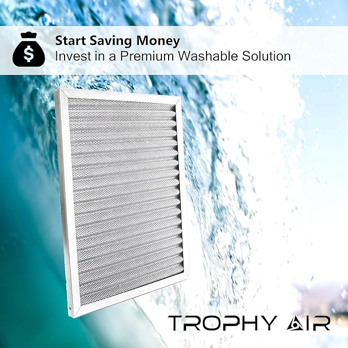 14x24x1 | Trophy Air | Merv 8 | Washable Furnace Filter | Lifetime HVAC & Furnace Air Filter | Washable Electrostatic | High Dust Holding Capacity | Premium Quality Aluminum