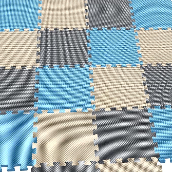 MQIAOHAM® 25 Pieces Puzzle Play Mats, Soft Baby Play Mat, Kids Interlocking Foam Floor Tiles, Toddlers Carpet Playmats G301025-107110112