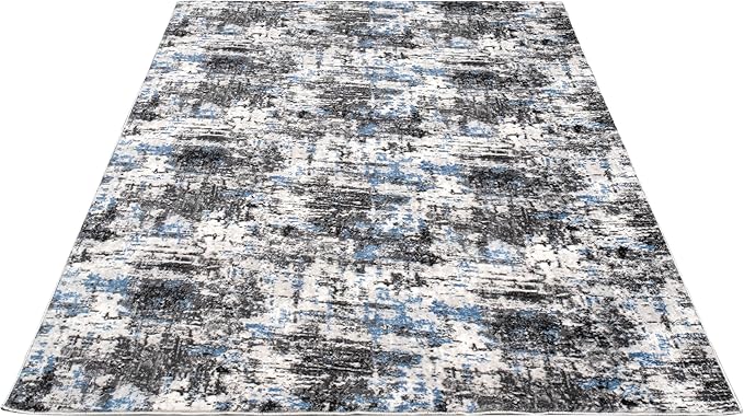 Non-Slip Washable 5x7 Area Rugs for Living Room Bedroom, Ultra Soft Bedside Rug, Indoor Floor Carpet for Kids Girls and Boys, Dorms, Nursery Rooms, Non-Skid Area Rug, 5' x 7', Abstract Blue - Grey
