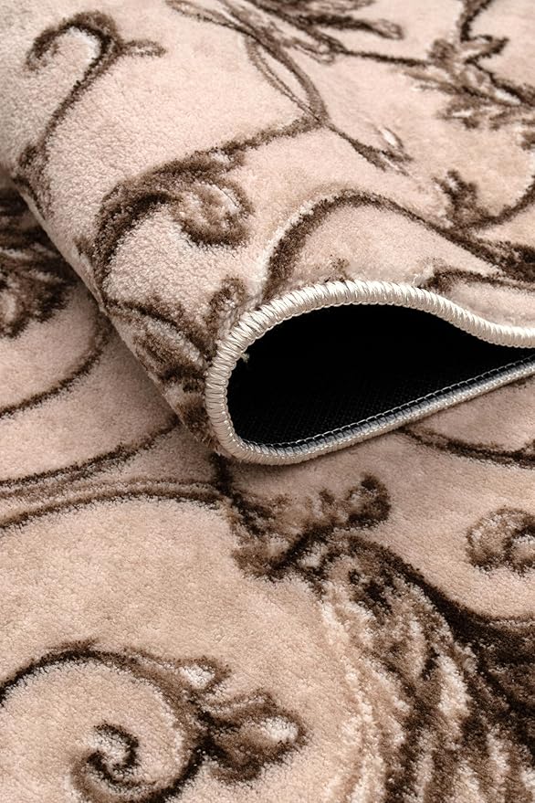 Non-Slip Washable 5x7 Area Rugs for Living Room Bedroom, Ultra Soft Bedside Rug, Indoor Floor Carpet for Kids Girls and Boys, Dorms, Nursery Rooms, Non-Skid Area Rug, Floral Beige Brown, 5' x 7'