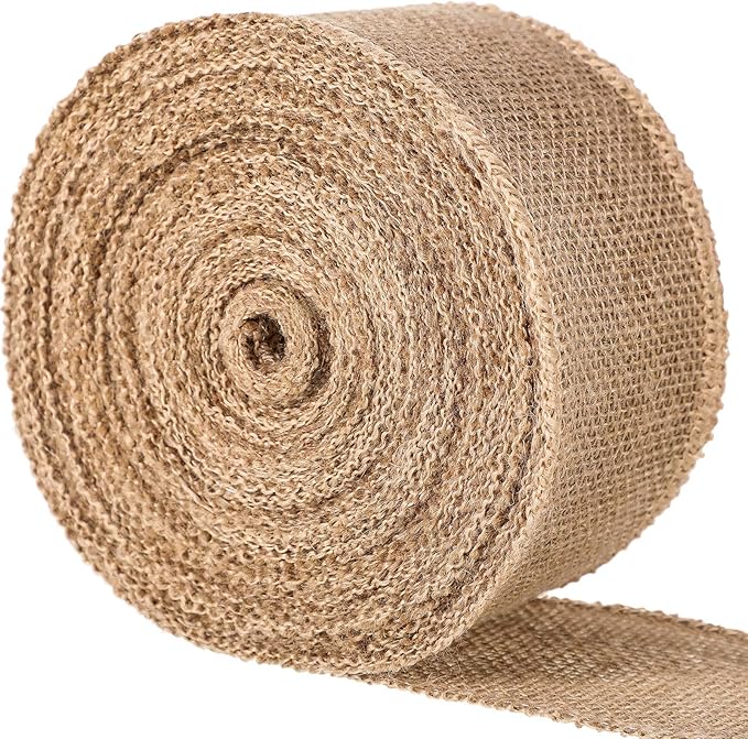 Chuangdi 20 Yard 3 Inches Burlap Ribbon Wide Jute Ribbon Natural Burlap Fabric Roll Wired Edge for Wreaths, Christmas Tree Decoration, Big Bow Crafts, Gift Wrapping, Wedding