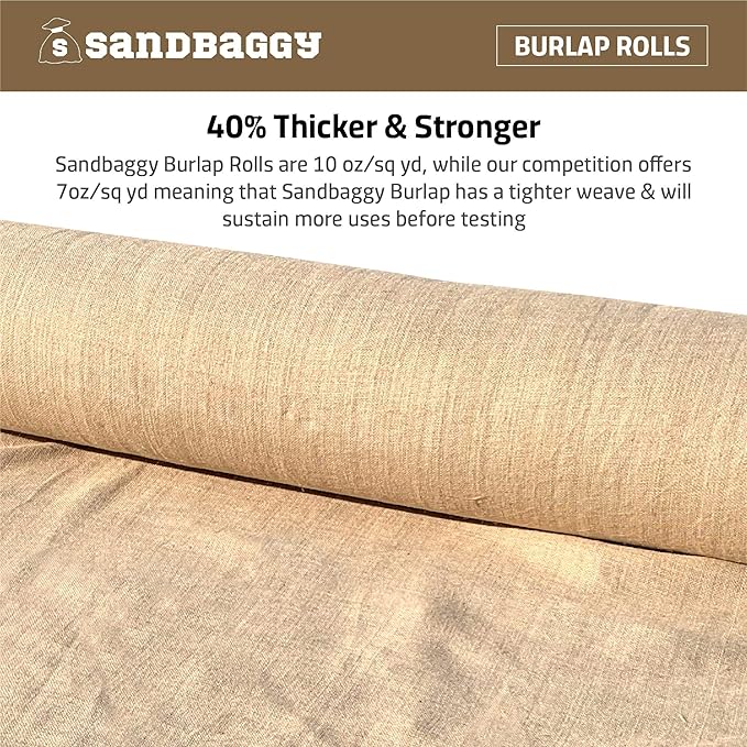Sandbaggy Burlap Fabric Roll | 40 Inch by 300 ft | Great for Garden, Yard, Wedding, Craft, Decorating Tables | Constructed from Industrial Grade Burlap Fiber | 30% Thicker Than Competition (5 Rolls)