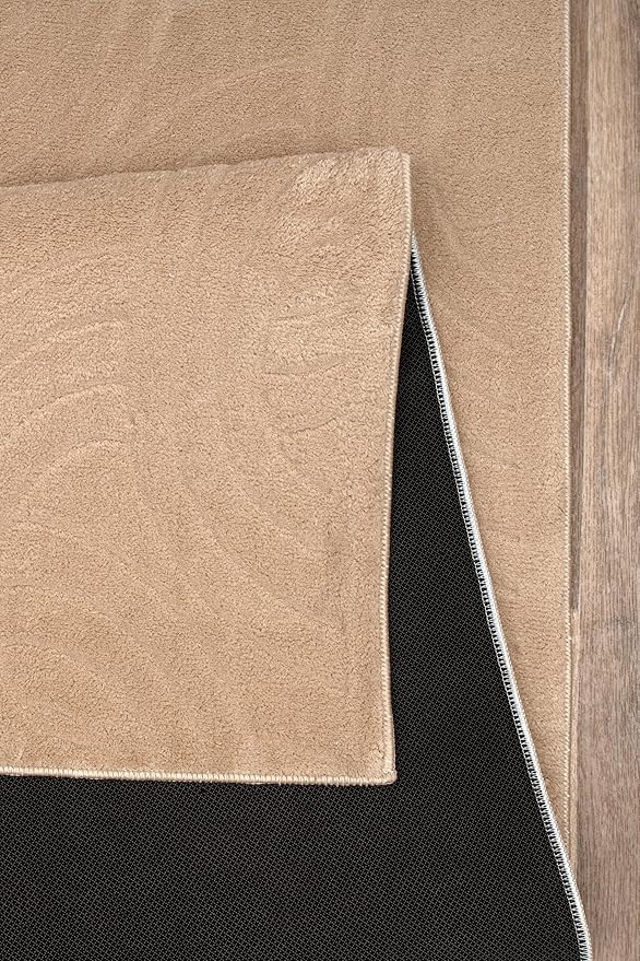 Non-Slip Washable 5x7 Area Rugs for Living Room Bedroom, Ultra Soft Bedside Rug, Indoor Floor Carpet for Kids Girls and Boys, Dorms, Nursery Rooms, Non-Skid Area Rug, Circle Beige, 5' x 7'