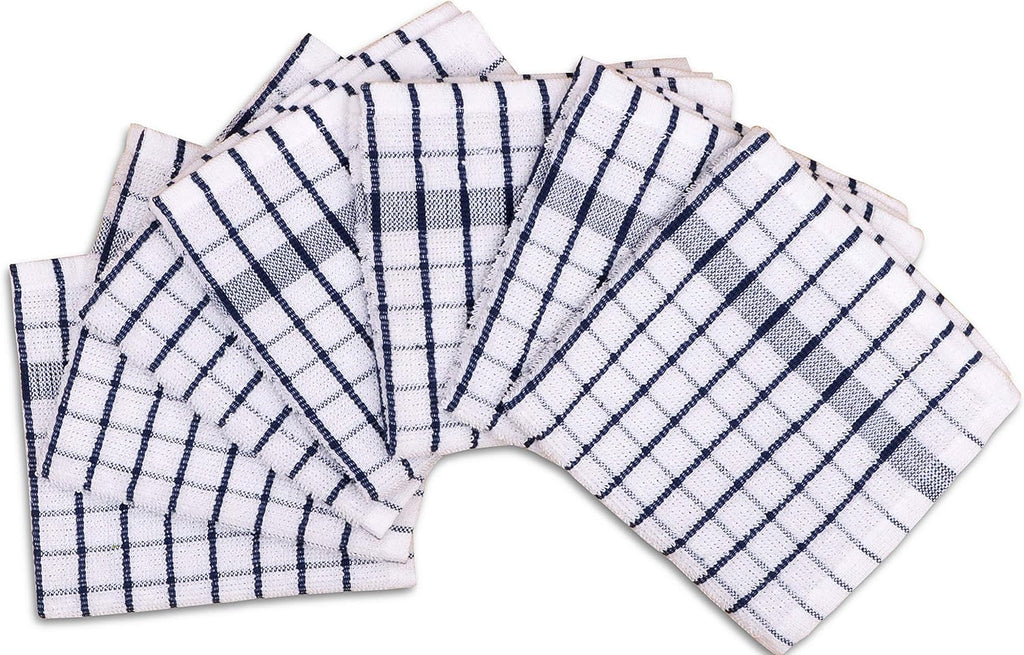 AMOUR INFINI Kitchen Dish Cloths Set of 8 - Ultra Soft, Highly Absorbent, Quick-Drying Terry Cotton Dishcloths 12"x12" Inch Wash & Cleaning Cloths for Kitchen & Dishwashing (Blue)