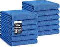 Homaxy Premium Kitchen Towels(18”x 28”, 12 Pack), Large Cotton Kitchen Hand Towels, Flat and Terry Dish Towels, 380 GSM Highly Absorbent Tea Towel Set with Hanging Loop, Blueberry
