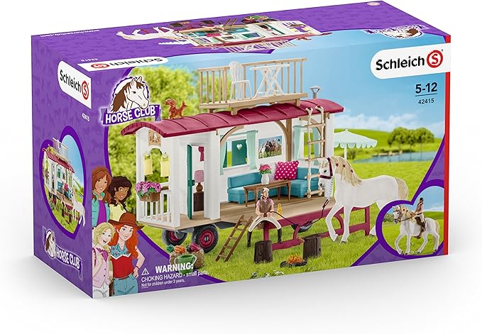 Schleich Horse Club, Horse Gifts for Girls and Boys, Camper for Secret Club Meetings Horse Set with Toy Horse Figurine, 43 Pieces, Ages 5+