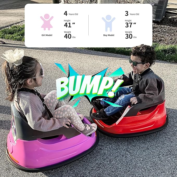 Baby Bumper Car, 6V Electric Kids Bumper Car for Toddlers with Remote Control, Bluetooth - Red