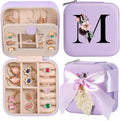 AYGXU Travel Jewelry Box for Women and Girls - Small Case With Initial A-Z - Teacher Gifts