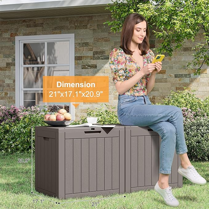 31 Gallon Outdoor Storage Box, Waterproof Deck Box, Lockable Indoor/Outdoor Storage Box for Patio Furniture, Garden Tools, Package Delivery Box, UV-Resistant Outside Chest