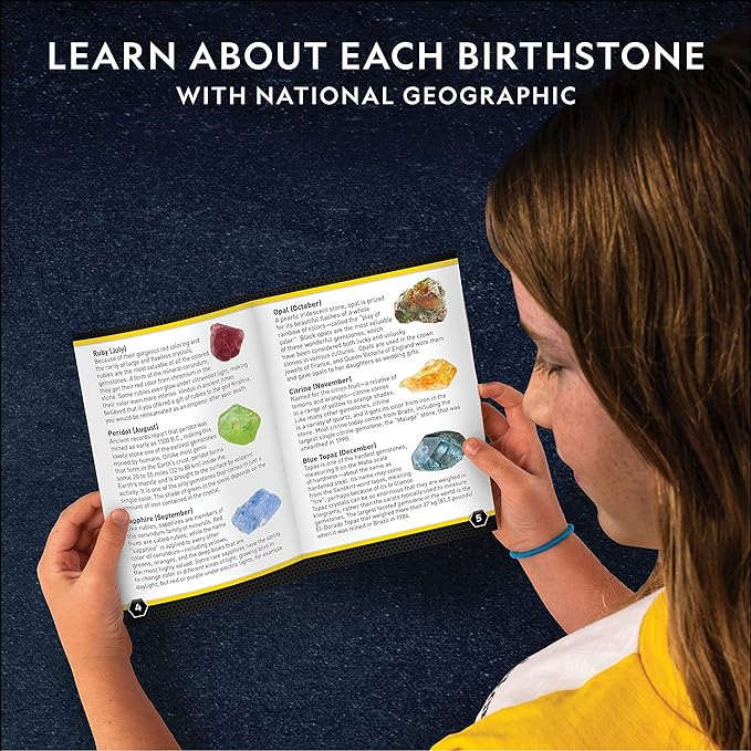 National Geographic Birthstone Dig Kit - Science Kit with 12 Genuine Birthstones, Includes a Real Diamond, Ruby, Sapphire, Pearl, & More, Gemstones and Crystals, Rock Collection (Amazon Exclusive)