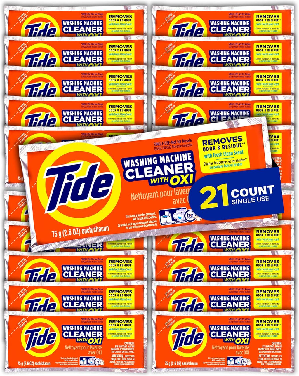 Washing Machine Cleaner by Tide, Washer Machine Cleaner with Oxi for Front and Top Loader Washer Machines, Deep Cleaning Residue & Odor Eliminator, 21 Month Supply