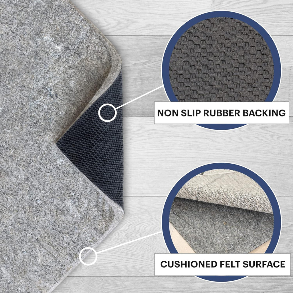 RUGPADUSA - Dual Surface - 2'6" x 7' - 3/8" Thick - Felt + Rubber - Enhanced Non-Slip Rug Pad - Adds Comfort and Protection - for Hard Surface Floors
