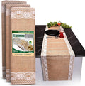 Burlap Lace Table Runner (Pack of 3) – 14”x 72” - No-Fray Finished Edge Natural Table Runner – No Odor, Eco-Friendly Burlap Runner - Perfect for Christmas, Wedding, Thanksgiving