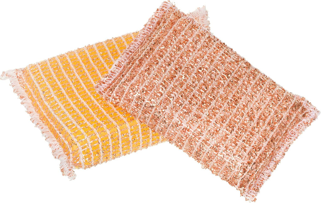 Redecker Copper Sponge, Set of 10, Includes 5 Large and 5 Medium Copper Fiber Sponges, Durable Non-Abrasive Scrubber, Cleans Stainless Steel Appliances, Pots and Pans, Auto Parts, Machine Washable