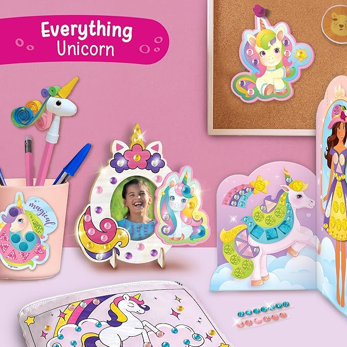 Imagimake Unicorn Craft Kit | 20+ Mess Free Activities | Bracelet Making Kit, Magnetic Board Princess Dress Up, Unicorn Stickers and More | 5,6,7,8 Year Old Girl Birthday Gift | Crafts for Girls 8-12