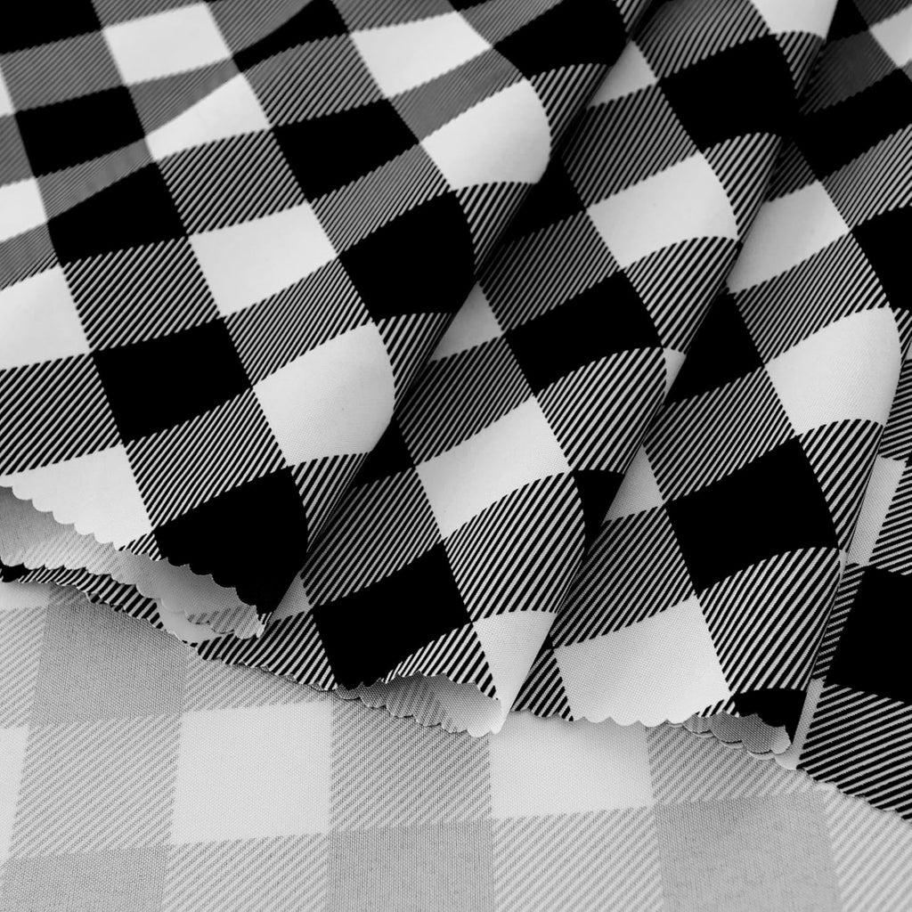 Waterproof Plaid Tablecloth Fabric - Round 50 Inch Classic Gingham Checker Table Cloth for Indoor/Outdoor Use - Buffalo Table Cover for Picnics, BBQs, and Parties