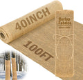 Buryeah 40 Inch x 100 ft Burlap Fabrics Roll Natural Jute Burlap Tree Wraps Protector Winter Frost Plant Blankets Cloth Weed Barrier Fabric Garden Plants for Winter Outdoor Trees Shrubs Party