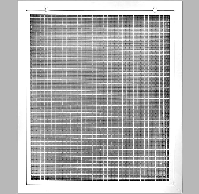 HVAC Premium 20" x 30" Cube Core Eggcrate Return Air Filter Grille for 1" Filter - Aluminum - White [Outer Dimensions: 22.5" x 32.5]