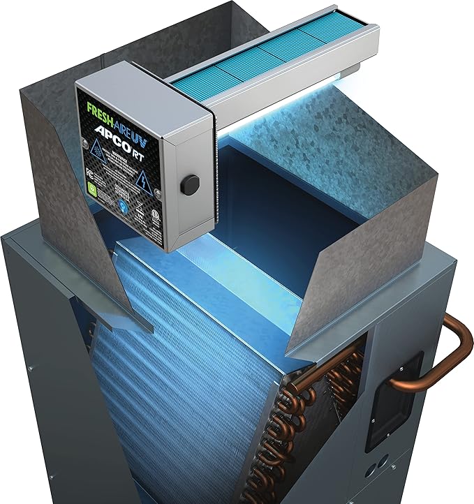 Fresh-Aire UV Fresh-Aire APCO Compact HVAC UV Air Purifier w/Carbon Matrix and Remote Power Supply, Includes Dual 2 Year UVC Lamp for Coils, 18-32 VAC