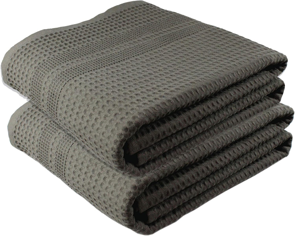 GILDEN TREE Waffle Bath Sheet Large Bath Towels Quick Dry Thin Body Towels, 40x80 Oversized Bath Towels for Adults, 2 Pack Bath Sheet Set, Classic Style (Stone)
