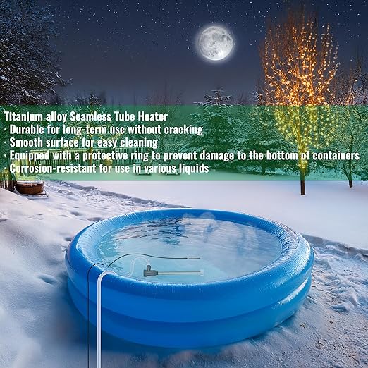 1500W Immersion Water Heater for Bathtub & Swimming pool – Portable Fully Submersible Electric Heater with Temp Control & GFCI for Hot Tub, Above Ground Pool, Inflatable Poo & Baptistry