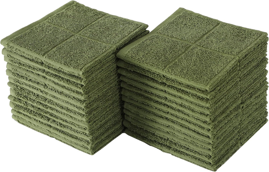 Glynniss Kitchen Dish Cloths Highly Absorbent Dish Rags 100% Cotton Wash Cloths for Washing Dishes (Green, 24)