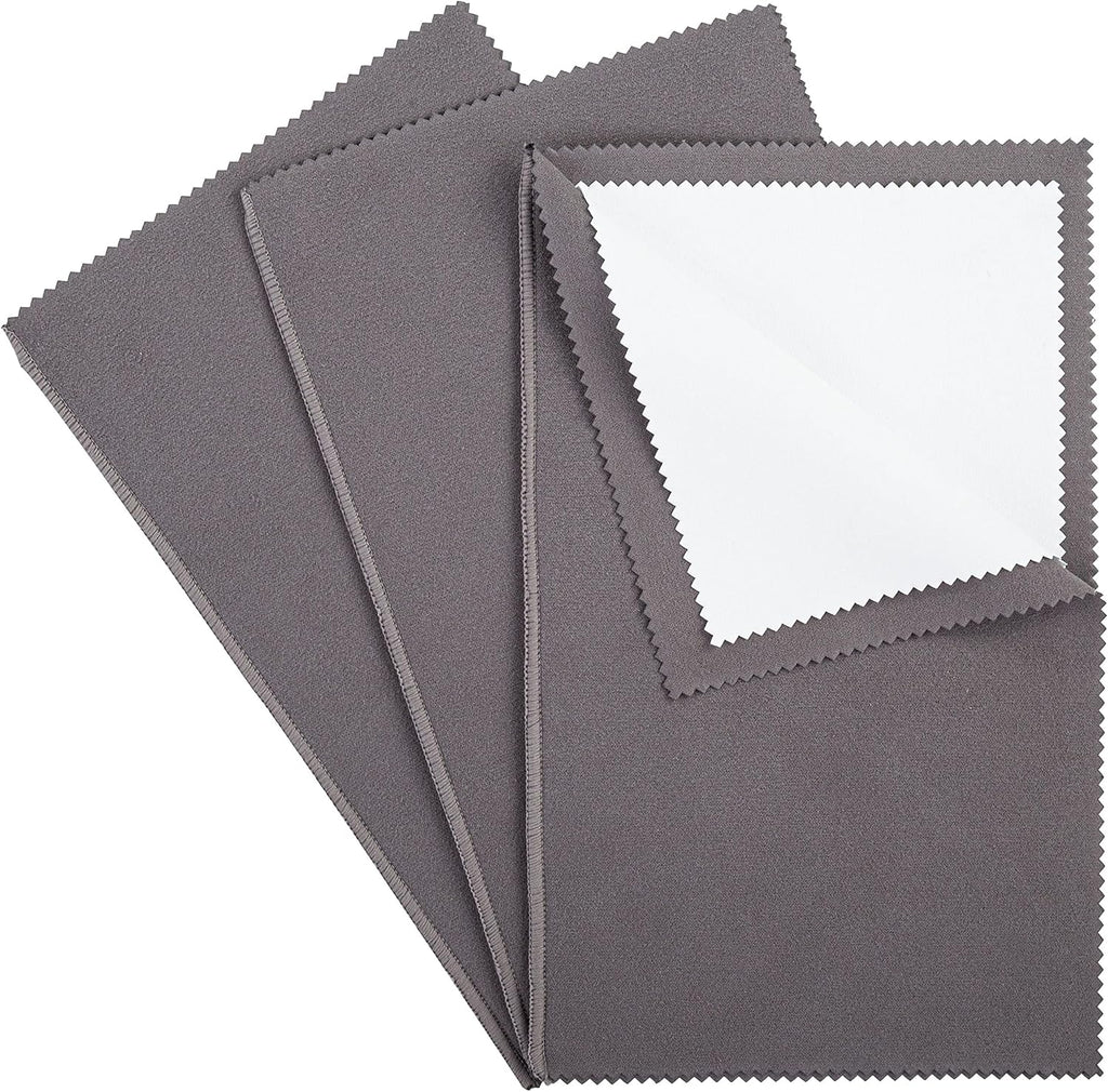 CATIFLIN 3PCS Dark Gray Silver Polishing Cloths, 10"x12" Jewelry Cleaning Cloths for Gold, Silver, Platinum, Watch, Coin, Tarnish Remover, Reusable & Streak for Jewelry Lovers