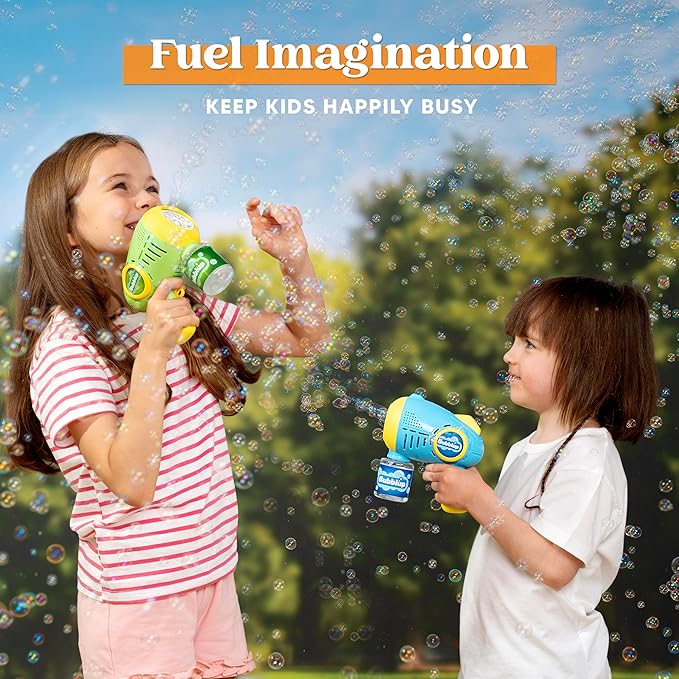 JOYIN 2 Kids Bubble Guns with 4 Bottles Solution, Automatic Bubble Machine Gun with 8 Holes for Kids, Adults, Summer Toys, Easter Basket Stuffers, Birthday Gift, Party Favors
