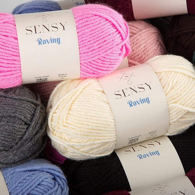 3 Skeins of Sensy Roving Yarn, 3.5 oz, 132 Yards, Gauge 5 Bulky (Quartz Pink)