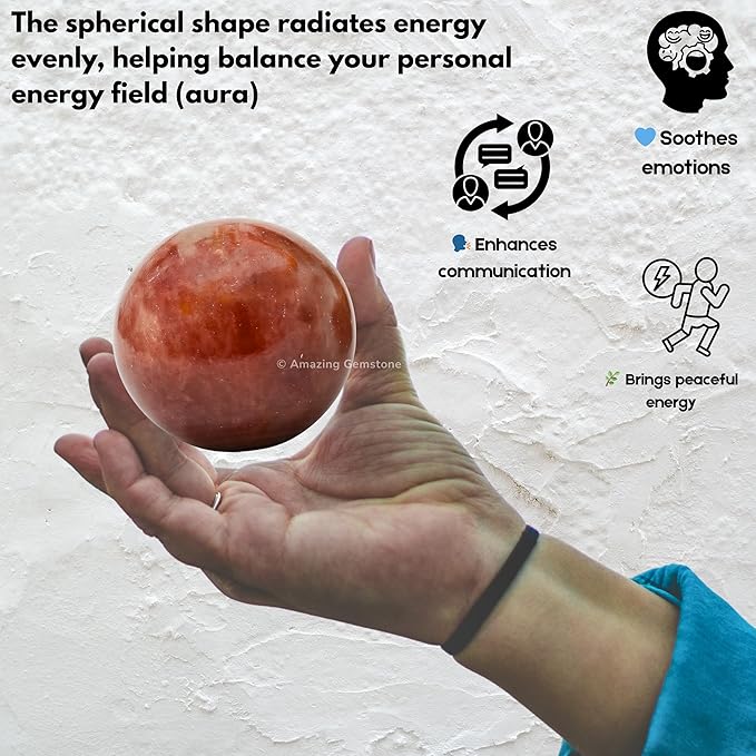 Amazing Gemstone Strawberry Quartz Crystal Ball with Stand - 2 Inches Crystal Sphere Meditation Balls for Witchcraft and Decorative Balls