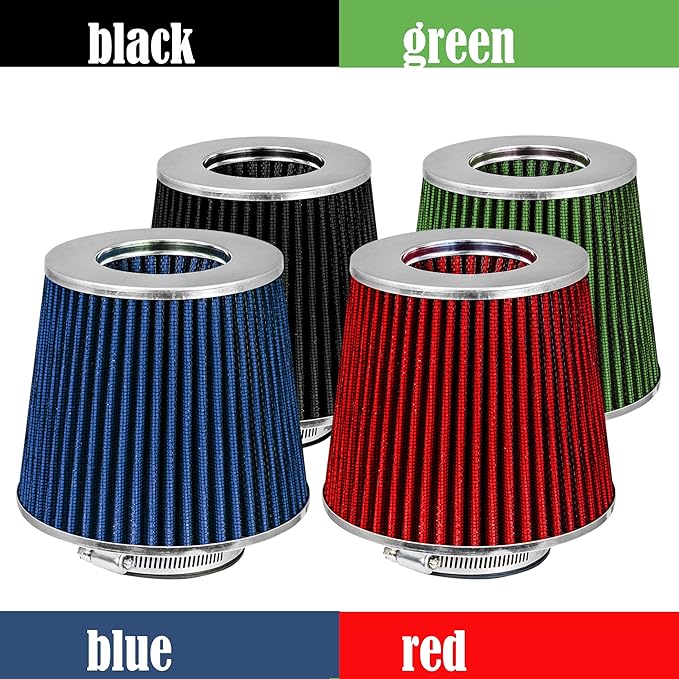 Mortar Aftermarket Auto Air Filter Replacement - Car Enthusiast Class Universal Cold Air Intake Gulps in More Air for More Engine Power & Passionate Induction Sound, 3 In, Blue