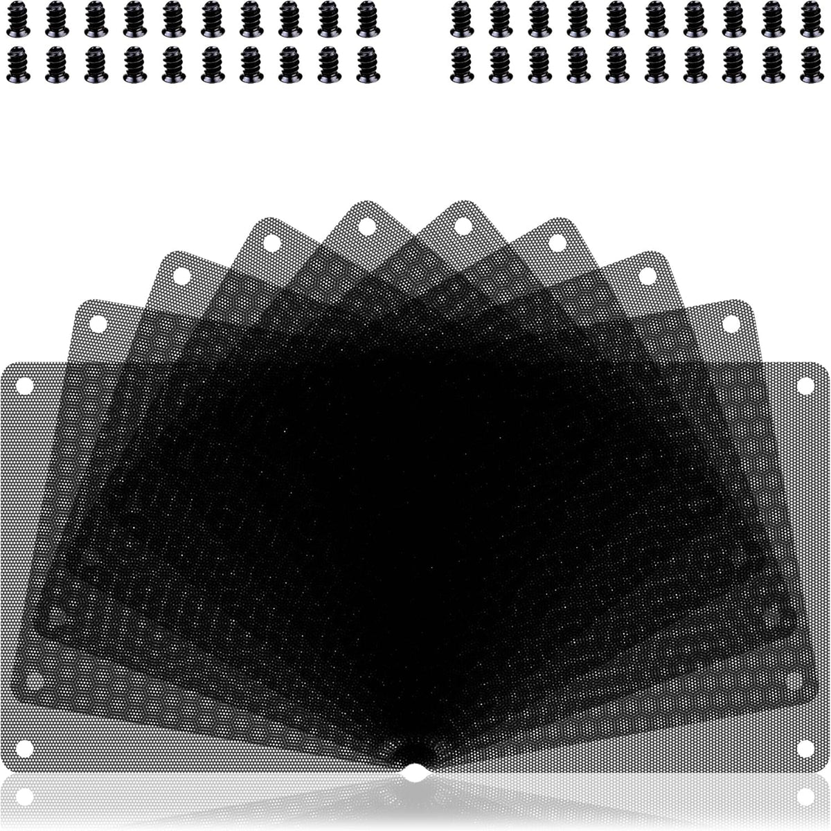 140mm Fan Dust Filter PC, 10Pack PVC Computer Dust Filter Mesh Dustproof Case Cover PC Cooler Fan Filter Grills with 40pcs Screws for Computer Cooler (PVC, 140 * 140mm, 10pcs, Black)