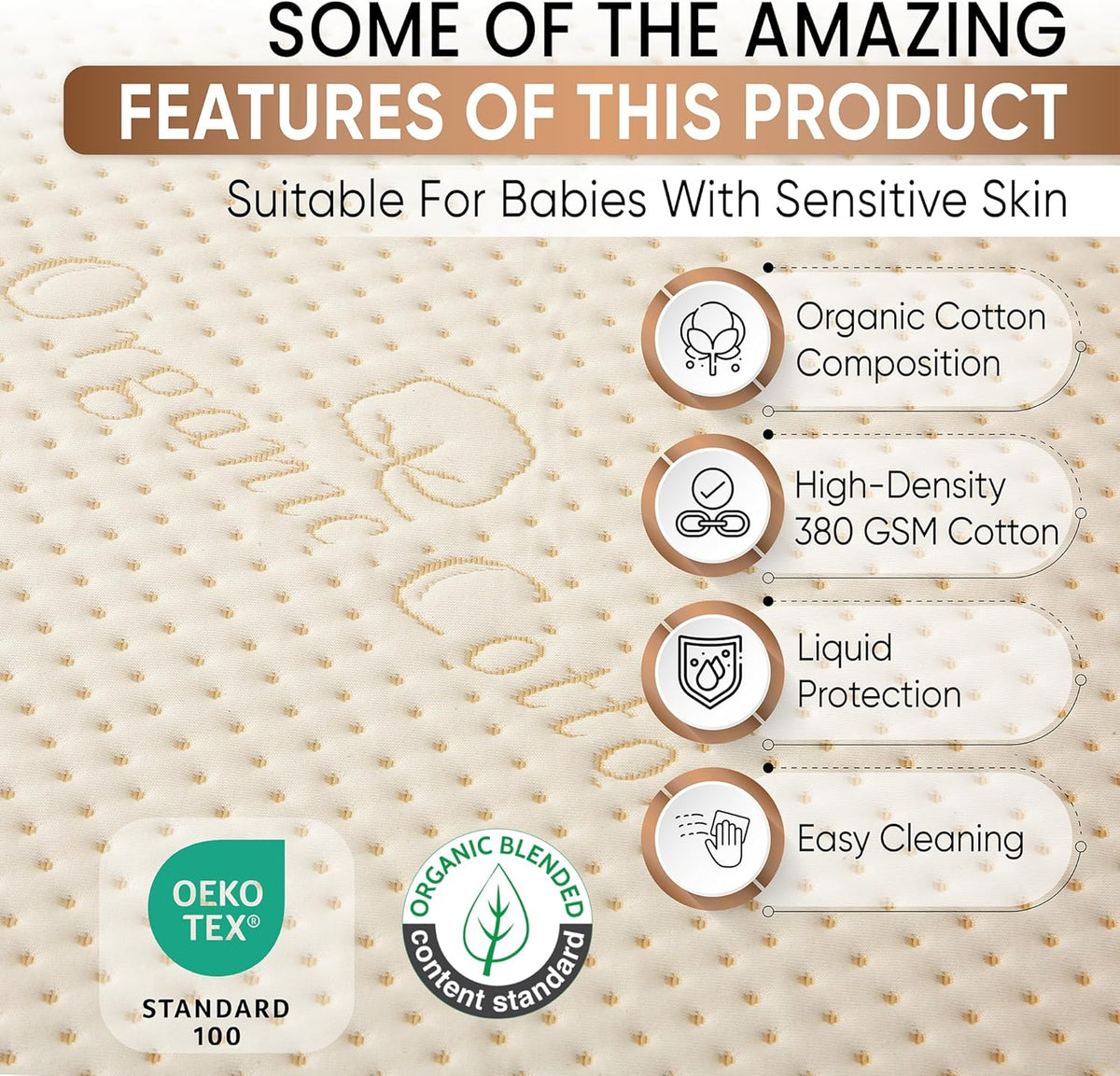 Crib Luxury Organic Cotton Mattress Protector - Skin Friendly, Waterproof, Breathable & Absorbent Crib Mattress Pad - Premium Protector for Baby and Toddler Beds - Fitted for Standard Baby Crib Size