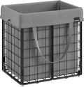 SONGMICS Laundry Hamper, 11 Gal. (50L) Laundry Basket, Collapsible Clothes Hamper, Removable and Washable Liner, Metal Wire Frame, for Bedroom Bathroom, Black and Gray ULCB150G01