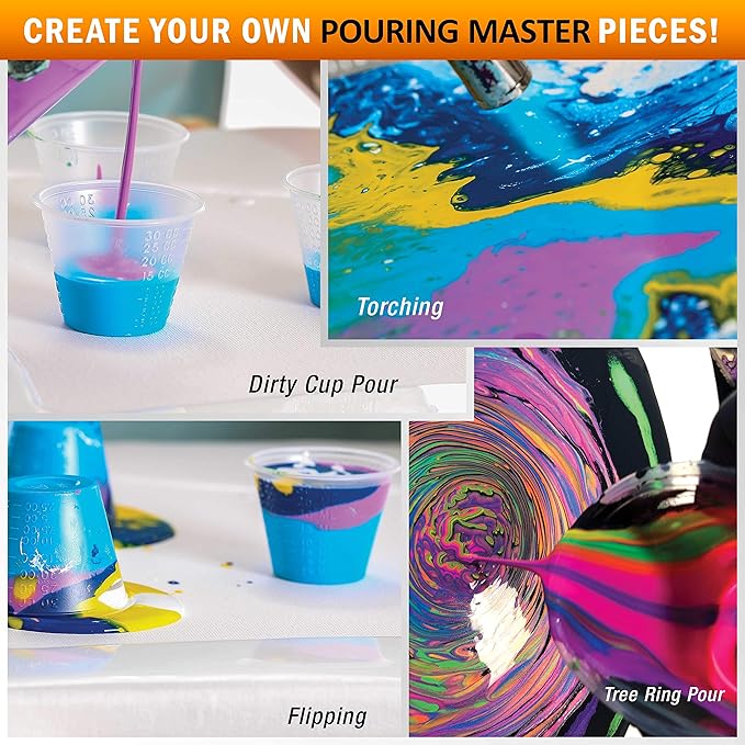 Pouring Masters Ice Blue Metallic Pearl Ready to Pour Acrylic Pouring Paint - Premium 8-Ounce Pre-Mixed Fluid Acrylic Paint - Fluid Art Supplies for Canvas, Wood, Paper, Tile & Rocks