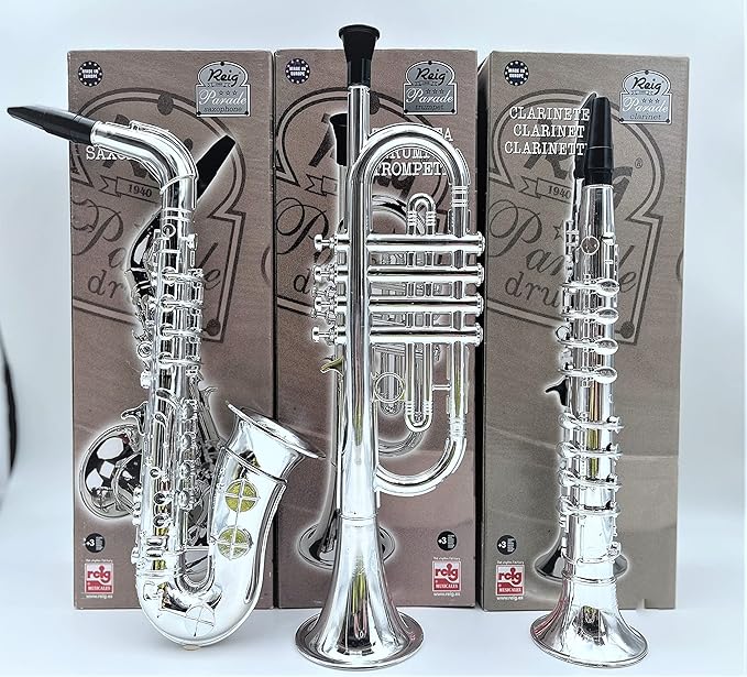 My First Toy Clarinet for Kids in Silver Finish with Standard Keys is a Great Learning Kid Toy Instrument and Teaching Tool for Children Ages 3+ BPA Free.