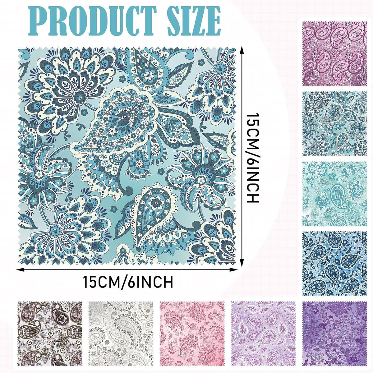 Sinmoe 20 Pcs Microfiber Cleaning Cloth Cute Paisley Waves Design Microfiber Soft Multicolor Glasses Cleaner Cloth for Eyeglasses Camera Lens Cell Phone Screens Glasses, 6 x 6 Inches