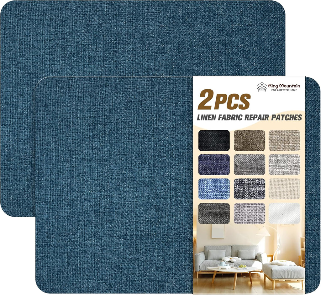 Coarse Linen Repair Patches, Self-Adhesive Linen Fabric Patches, 8X11 inch 2 PCS, Multi Color, Can be Used for Linen Sofa Repair and Linen Clothes Repair(8" x 11"-2PCS,Dark Blue)