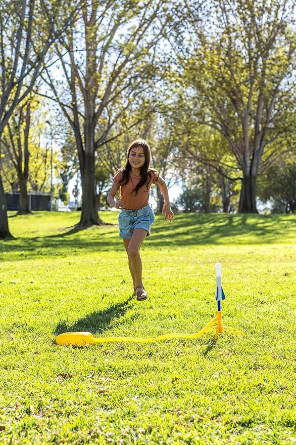 Stomp Rocket Jr Glow Rocket Launcher for Kids - 4 Glow-in-The-Dark Rockets - Outdoor Fun Toy Gift for Boys & Girls - STEM Soft Foam Blaster Set Soars Up to 100 Feet - Ages 3 & Up
