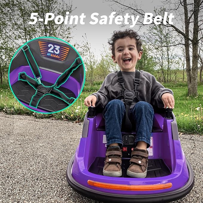 12V Kids Electric Bumper Car, Baby Bumper Car for Toddlers w/Remote Control, 360° Spinning - Purple
