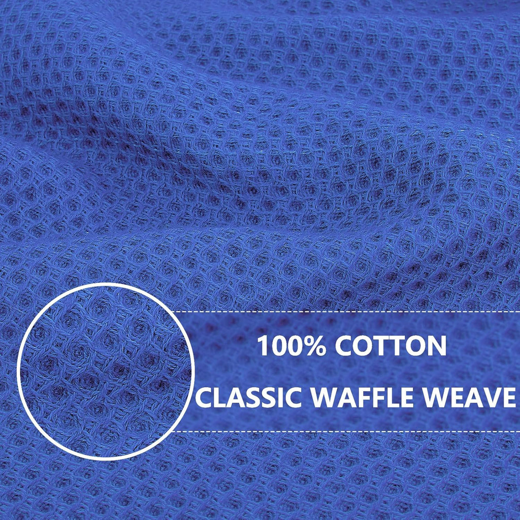 Homaxy 100% Cotton Waffle Weave Kitchen Dish Towels, Ultra Soft Absorbent Quick Drying Cleaning Towel, 13 x 28 Inches, 8-Pack, Blueberry