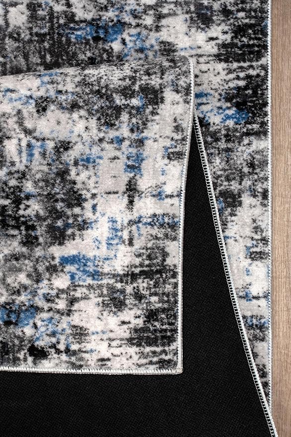 Non-Slip Washable 5x7 Area Rugs for Living Room Bedroom, Ultra Soft Bedside Rug, Indoor Floor Carpet for Kids Girls and Boys, Dorms, Nursery Rooms, Non-Skid Area Rug, 5' x 7', Abstract Blue - Grey
