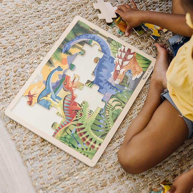 Melissa & Doug Dinosaurs Wooden Jigsaw Puzzle with Storage Tray (24 pcs)