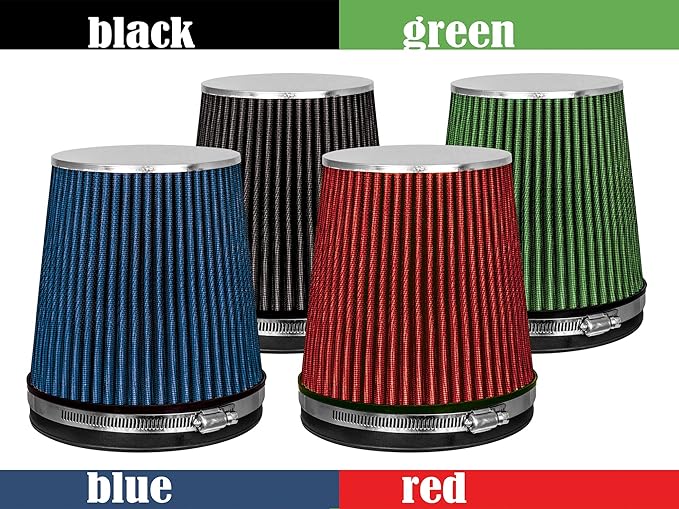 Mortar Aftermarket Auto Air Filter – 6 In Flange ID Car Enthusiast Class Universal Cold Air Intake Gulps in More Air for More Engine Power & Passionate Induction Sound, Length 6 In, Blue