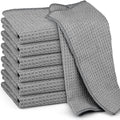 Microfiber Cleaning Cloth Waffle Weave for Dusting Absorbent Towel Quick Drying Dust Rags Household Kitchen, Lint Free Streak Free, 6 Pack,12 x 12 Inches, Grey