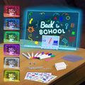 LED Drawing Board, 13.8"X10", Acrylic Note Board with Colors, Include Adapter, Acrylic Dry Erase Pad with Light 4 Modes & 7 Colors, 8 Markers, Stand, Hanging Chain, 2 Gel Clings, Holiday Gift