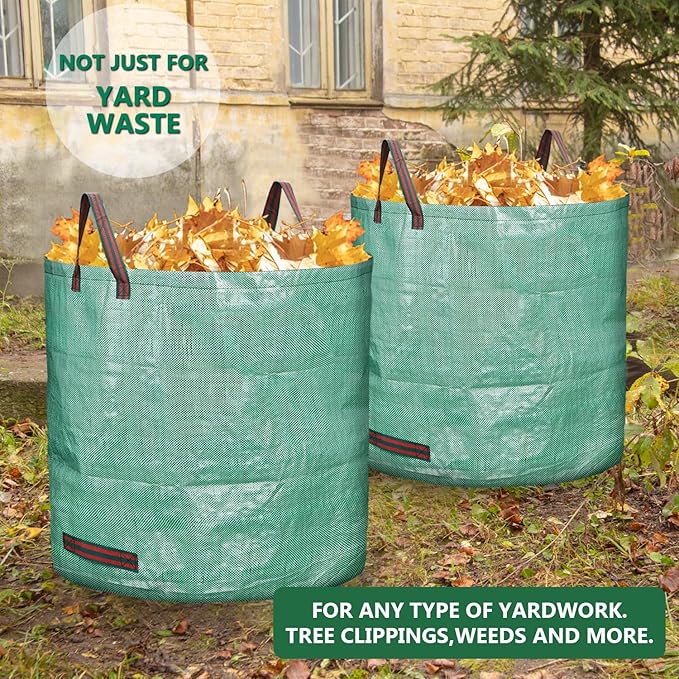 2 Pack 16 Gallon Reusable Yard Waste Bags Heavy Duty Lawn and Leaf Bags Yard Waste Container Garden Grass Bags