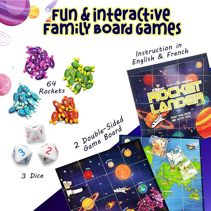 Griddly Kids RocketLander – Strategy Family Games for Critical Thinking & Problem-Solving Skills, Board Game for Adults, Family Card Game, STEM Toys, Fun & Engaging Educational Activity Kids Games
