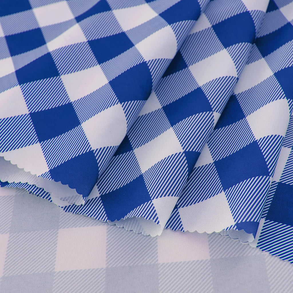 Waterproof Plaid Tablecloth Fabric - Round 90 Inch Classic Gingham Checker Table Cloth for Indoor/Outdoor Use - Buffalo Table Cover for Picnics, BBQs, and Parties