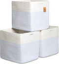 NaturalCozy 13x15x13 Kallax Storage Cubes Bins, 3 Pack | Cotton Rope Cube Storage Bin Woven Baskets for Organizing | Kallax Insert Storage Baskets for Shelves Organizer, Kids Toy, Closet Baby Nursery